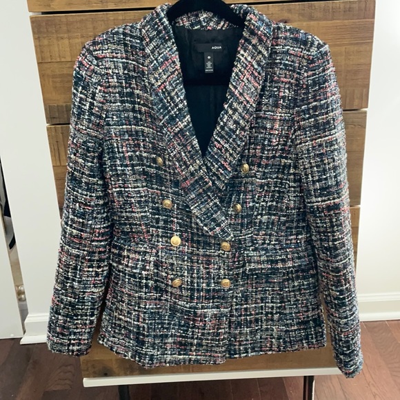 Aqua Multicolor Tweed Blazer M - Picture 2 of 4